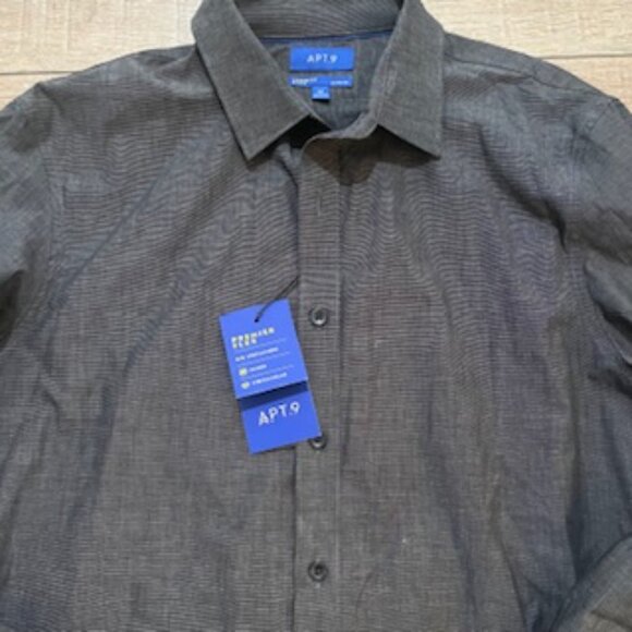 NEW Apt 9 Gray Dress Shirt Mens Size Medium Slim Fit No Iron Button Up NWT - Picture 10 of 14